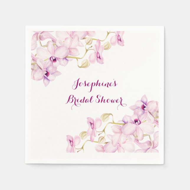 Serviette En Papier Fête des mariées florale tropicale violette orchid (Devant)