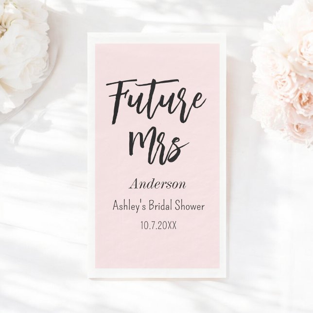 Serviette En Papier Fête des mariées Futur Mme Blush Pink (Créateur téléchargé)