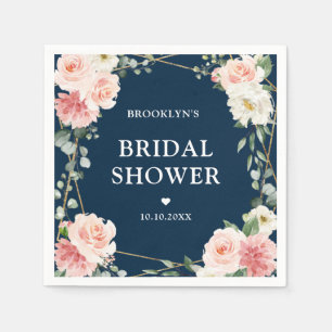 Serviette En Papier Fête des mariées géométrique de la marine florale 