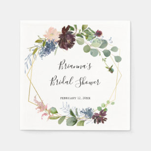 Serviette En Papier Fête des mariées géométrique de l'or bordeaux