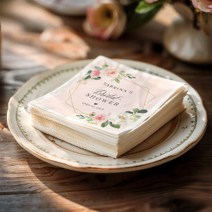Serviette En Papier Fête des mariées géométrique florale rose pâle