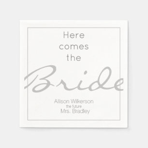 Serviette En Papier Fête des mariées gris et blanc Voici la mariée