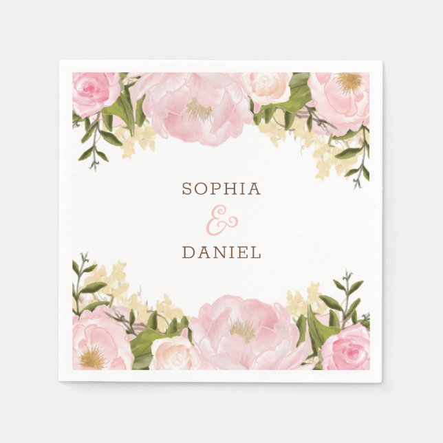 Serviette En Papier Fête des mariées Mariage rose (Devant)