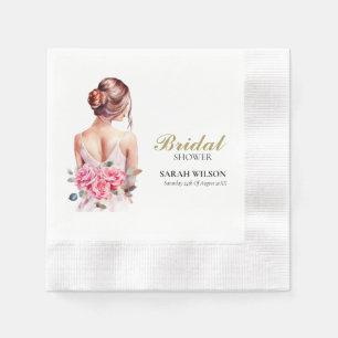 Serviette En Papier Fête des mariées Mariage rose Aquarelle moderne