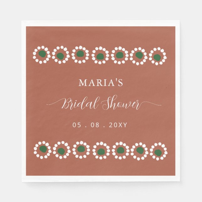 Serviette En Papier Fête des mariées mexicaine Boho Barro (Devant)