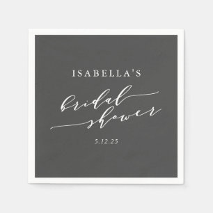 Serviette En Papier Fête des mariées minimaliste classique noir blanc