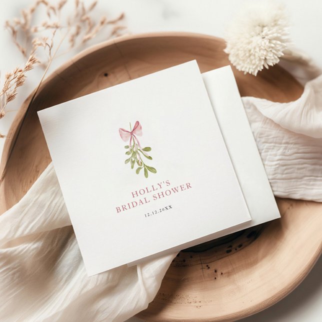 Serviette En Papier Fête des mariées Mistletoe Dusty Rose Bow (Créateur téléchargé)
