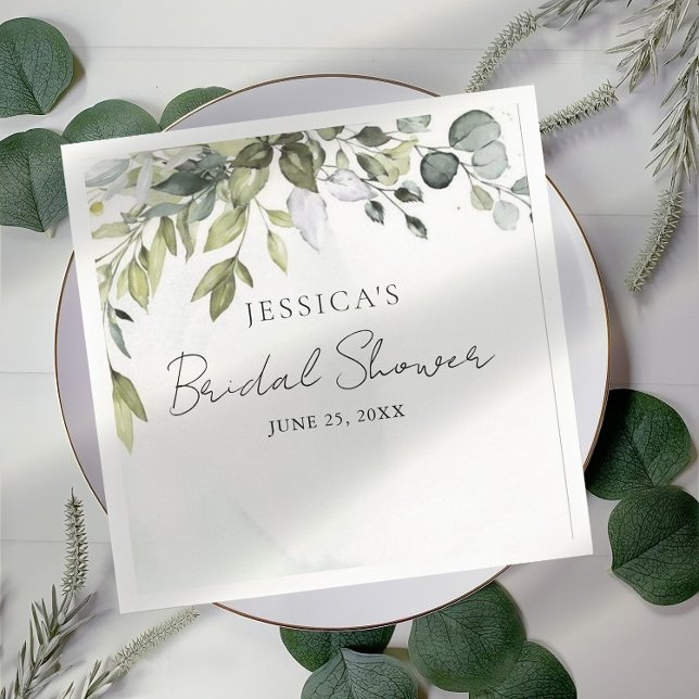 Serviette En Papier Fête des mariées moderne Eucalyptus serviettes (Créateur téléchargé)