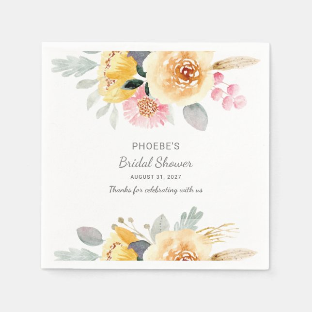 Serviette En Papier Fête des mariées moderne Floral Moderne Botanique (Devant)