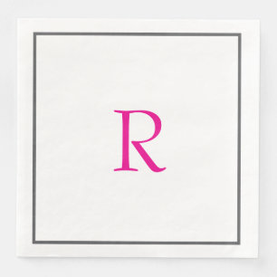 Serviette En Papier Fête des mariées Monogrammes Nom Mariage rose chau