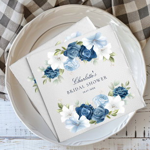 Serviette En Papier Fête des mariées papier floral bleu Dusty