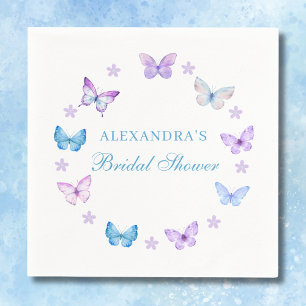 Serviette En Papier Fête des mariées papillon bleu rose violet
