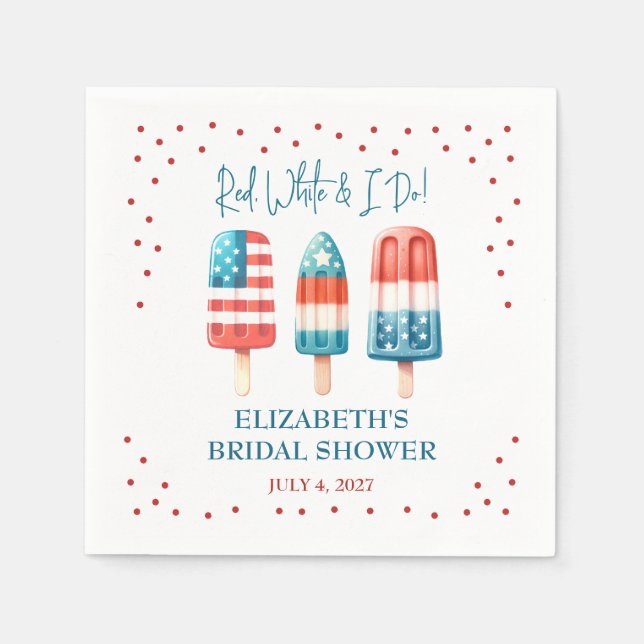 Serviette En Papier Fête des mariées Patriotique Popsicle Rouge, Blanc (Devant)