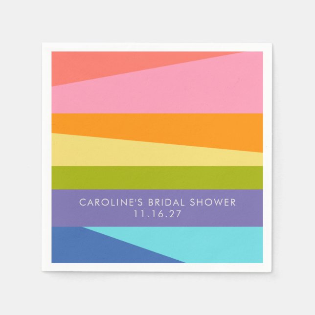 Serviette En Papier Fête des mariées personnalisée arc-en-ciel géométr (Devant)
