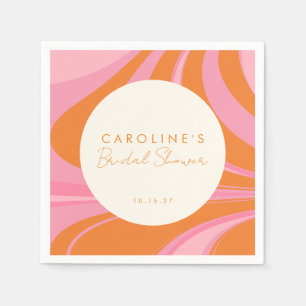 Serviette En Papier Fête des mariées personnalisée Boho rose orange Ab