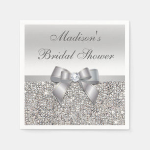 Serviette En Papier Fête des mariées personnalisée Faux Silver Sequins