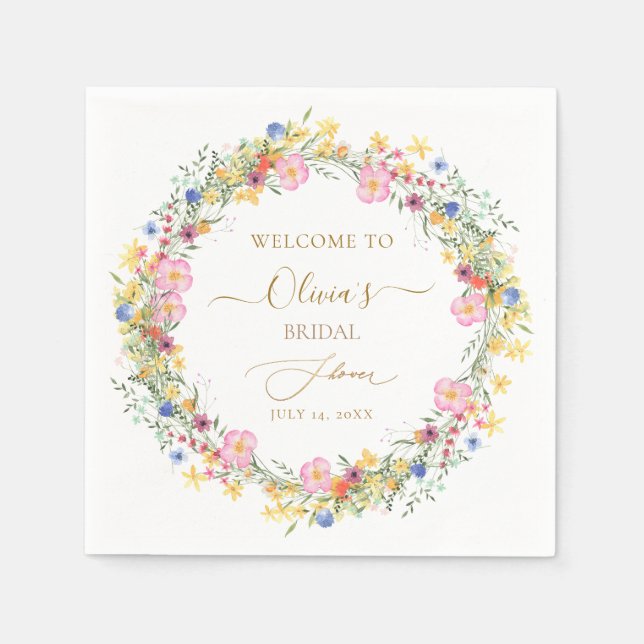 Serviette En Papier Fête des mariées PixDezines H2 Delicate Wild Flowe (Devant)