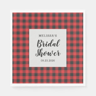 Serviette En Papier Fête des mariées Plaid Black Red Buffalo Lumberjac