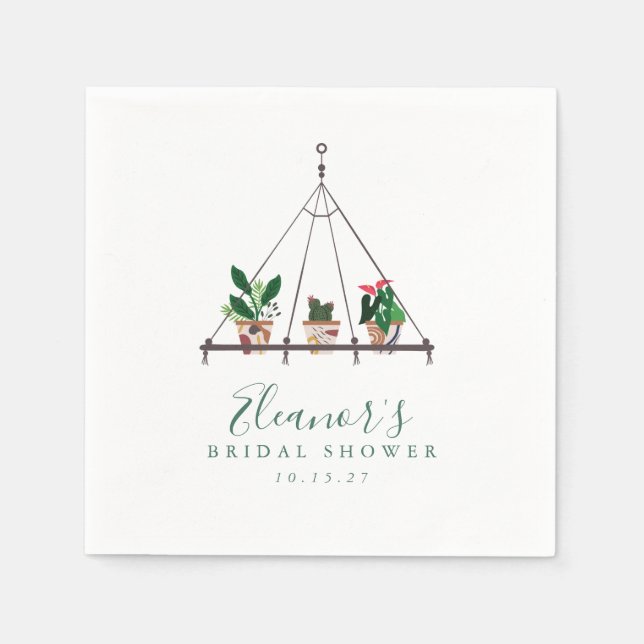 Serviette En Papier Fête des mariées Plante Boho moderne personnalisée (Devant)