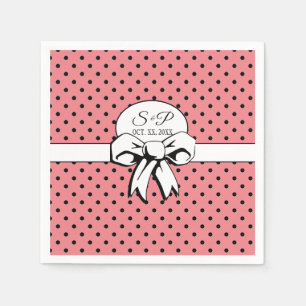 Serviette En Papier Fête des mariées Pois Vintages Bows PInk