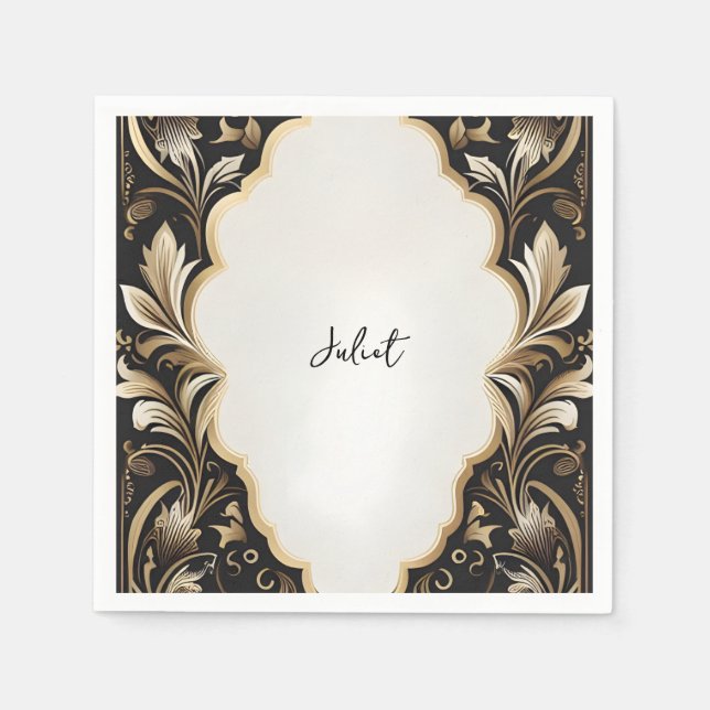 Serviette En Papier Fête des mariées rétro arabe exotique gras Damas (Devant)