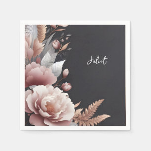 Serviette En Papier Fête des mariées Rose soie rose Boho Peony Dusty