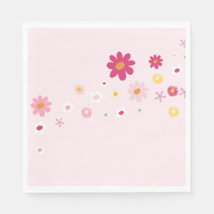 Serviette En Papier Fête des mariées rose Super de marguerite rétro