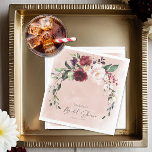 Serviette En Papier Fête des mariées Rustique Bourgogne & Roses Roses
