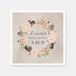 Serviette En Papier Fête des mariées rustique de la tribu Boho