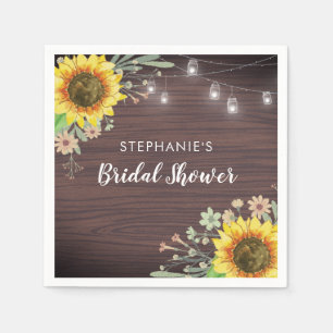 Serviette En Papier Fête des mariées Rustique Tournesol Bois Jar Lumiè