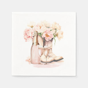 Serviette En Papier Fête des mariées Southern Cowgirl Boots Peonies