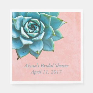 Serviette En Papier Fête des mariées Succulente Aquarelle Dentelle ros
