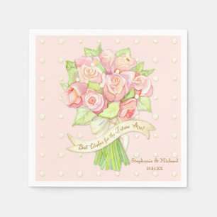 Serviette En Papier Fête des mariées Table Décor Aquarelle Rose Bouque
