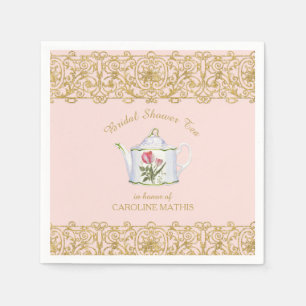 Serviette En Papier Fête des mariées Tea Party déjeuner rose or floral
