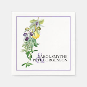 Serviette En Papier Fête des mariées Toscan Lemon Herbs Bride et Groom