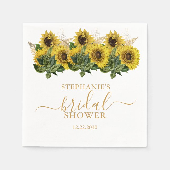 Serviette En Papier Fête des mariées tournesol (Devant)