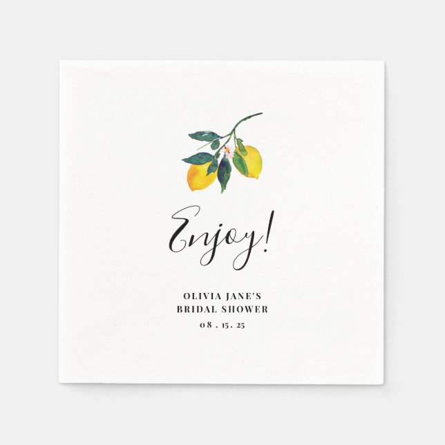 Serviette En Papier Fête des mariées tropicale citron (Devant)