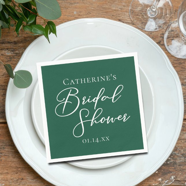 Serviette En Papier Fête des mariées vert émeraude Blanc personnalisé (Créateur téléchargé)