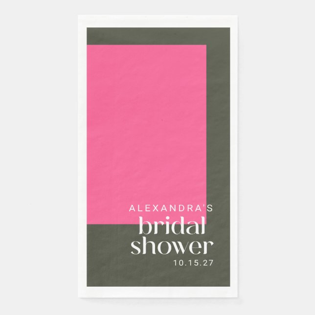 Serviette En Papier Fête des mariées vert rose Super brillant (Devant)