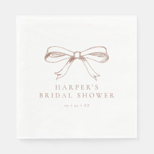 Serviette En Papier Fête des mariées vintage Coquette Bow Mocha