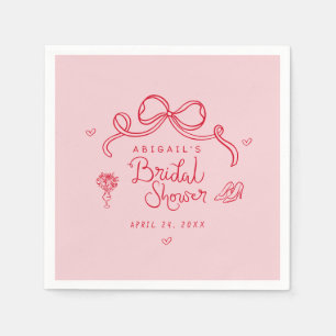 Serviette En Papier Fête des mariées Whimsical rouge rose Retro