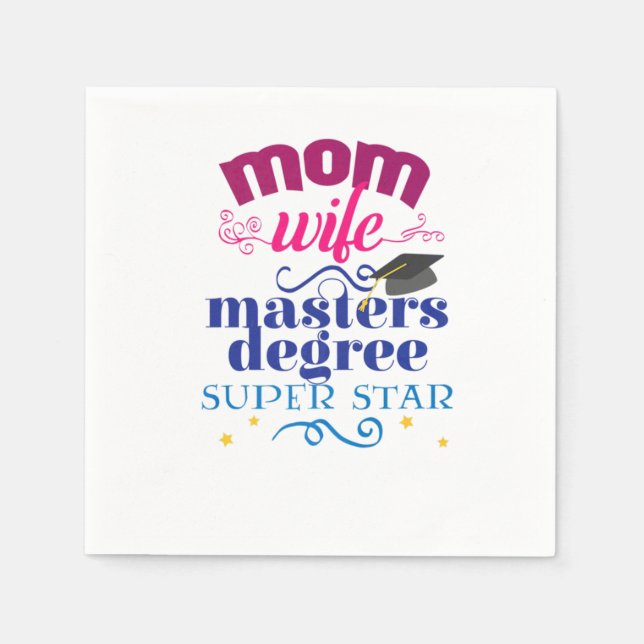 Serviette En Papier Fête des mères Maman Femme Maîtrise Diplôme (Devant)