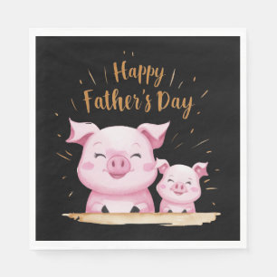 Serviette En Papier Fête des pères joyeuse de porc