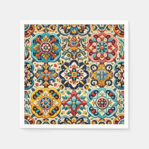 Serviette En Papier Fête d'été colorée rouge, jaune et bleu