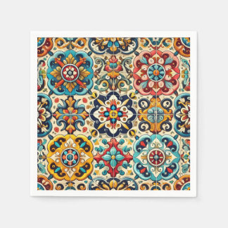 Serviette En Papier Fête d'été colorée rouge, jaune et bleu