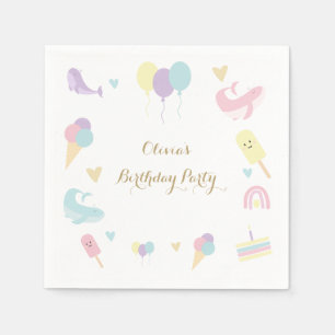 Serviette En Papier Fête d'été Crème glacée Calligraphie Anniversaire