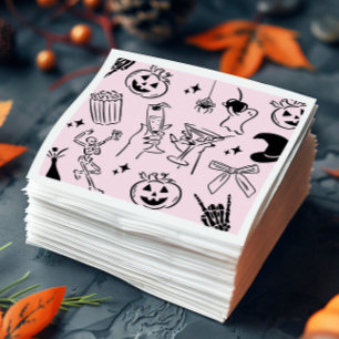 Serviette En Papier Fête d'Halloween à main rose