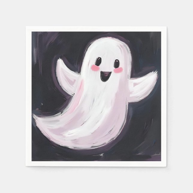 Serviette En Papier Fête d'Halloween blanche (Devant)
