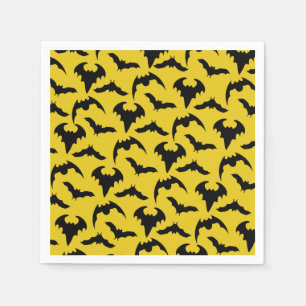 Serviette En Papier Fête d'Halloween des Chauves-Souris Jaunes & Noire