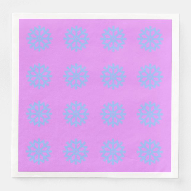 Serviette En Papier Fête d'hiver Bleu clair Snowflake Motif Lilac (Devant)